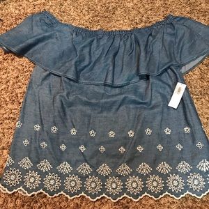 Off the shoulder Jean top